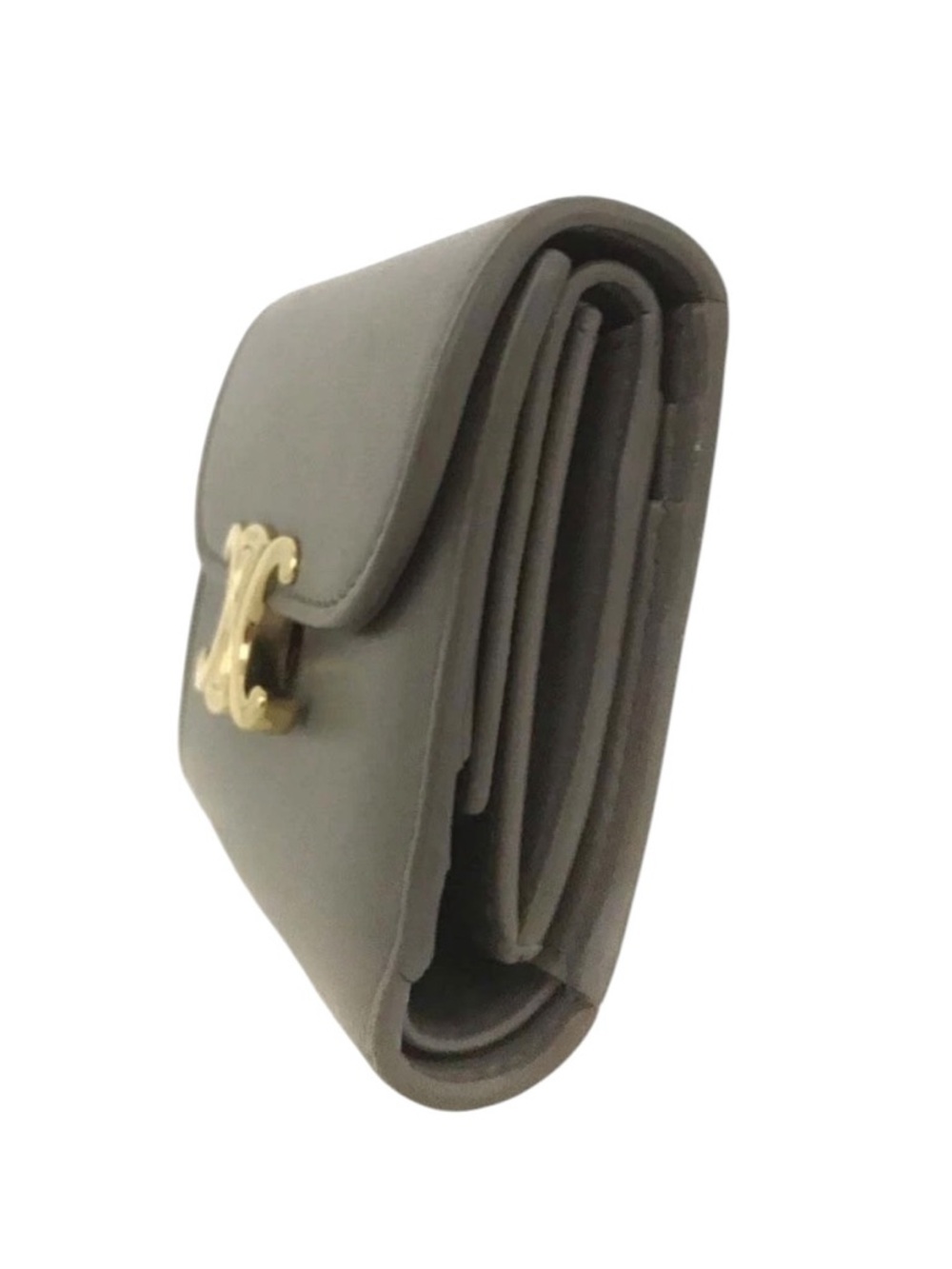 ✨🛍️ Celine Grey/Brown Leather Small Triomphe Wallet - Picture 3 of 8
